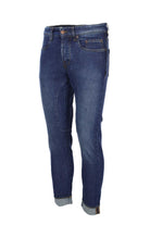Jeans denim 5 tasche con toppe in tinta 