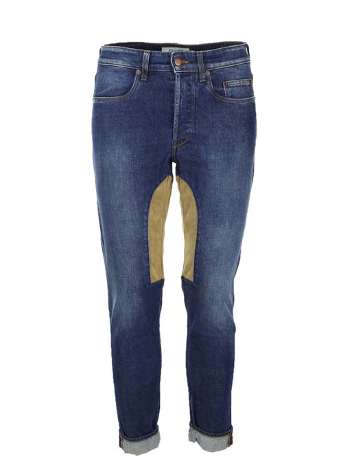 Jeans denim 5 tasche con toppa in alcantara beige Siviglia | Jeans | NIDASTOREJD0051T0362