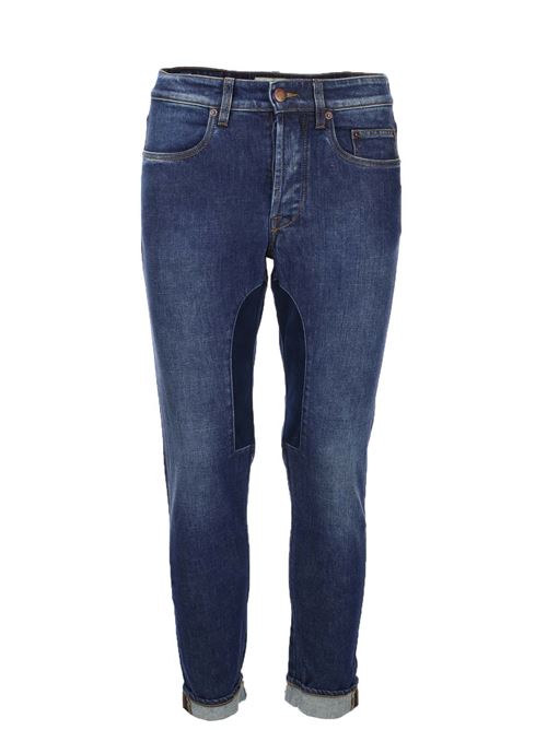 Jeans denim 5 tasche con toppa in alcantara blu Siviglia | Jeans | NIDASTOREJD0051T0457