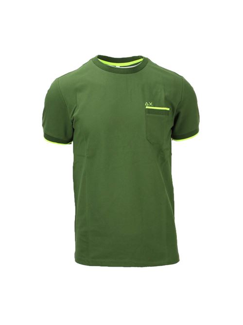 T-Shirt con taschino in cotone piquet dettagli fluo SUN68 | TShirt | T3412437
