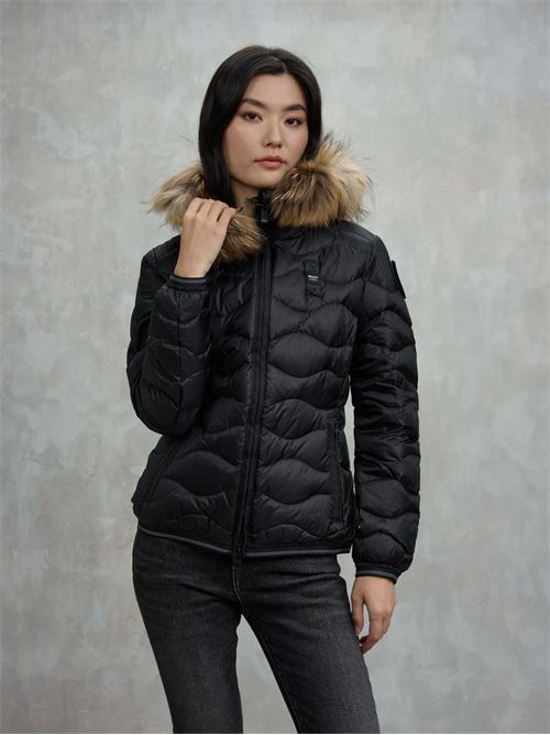 Piumino Donna a onde con bordo in pelliccia ALDIE BLAUER | Giubbotti & Piumini | BLDC03096006047999