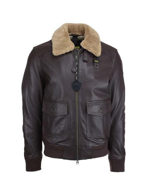Giubbotto bomber in pelle imbottito CHEITON BLAUER | Giubbotti in Pelle | BLUL01308007010365