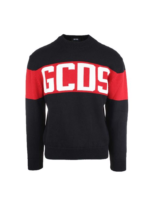 Maglione in lana rasata con banda orizzontale GCDS GCDS | Maglie | B2CM1505KI499